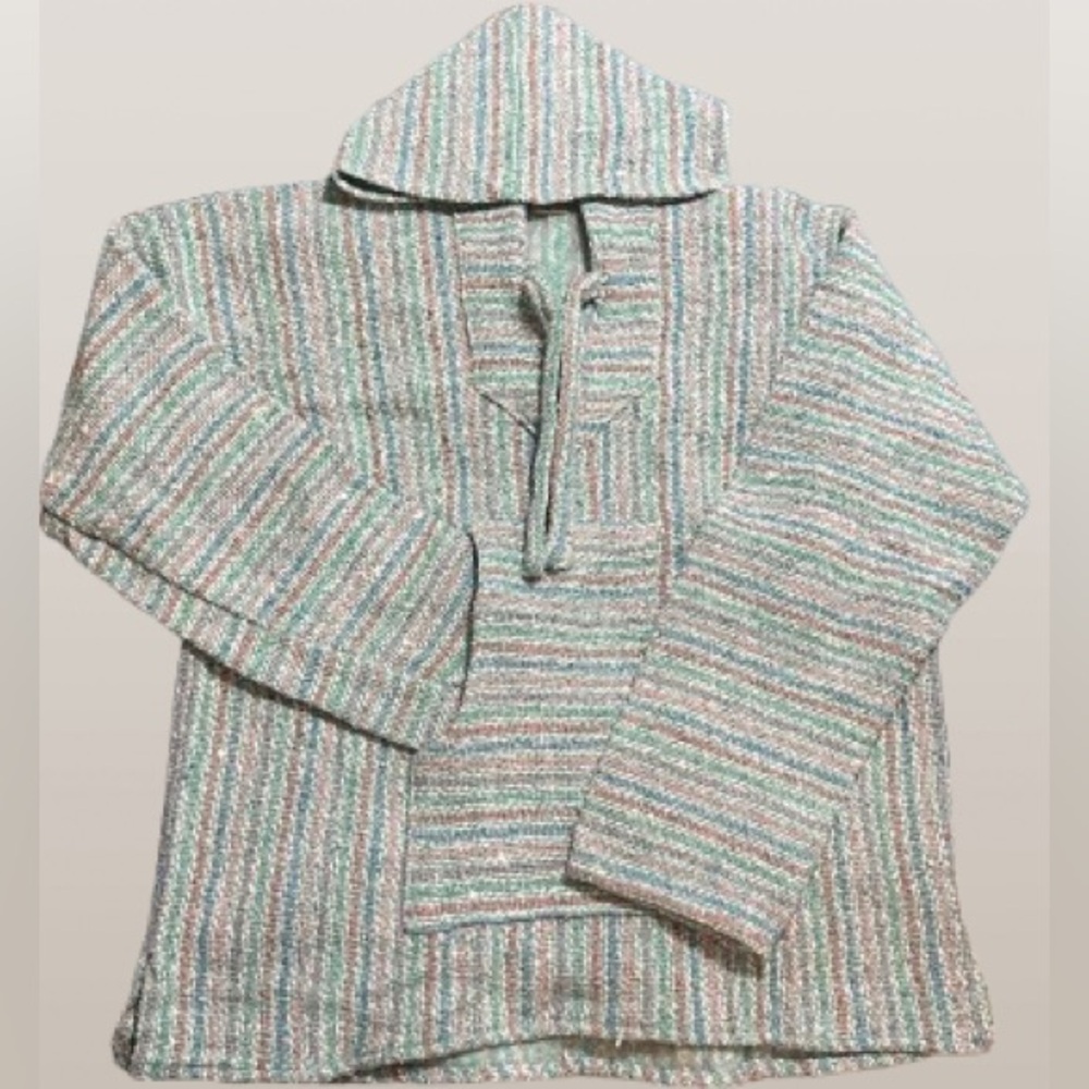 NWOT Striped Baja Poncho